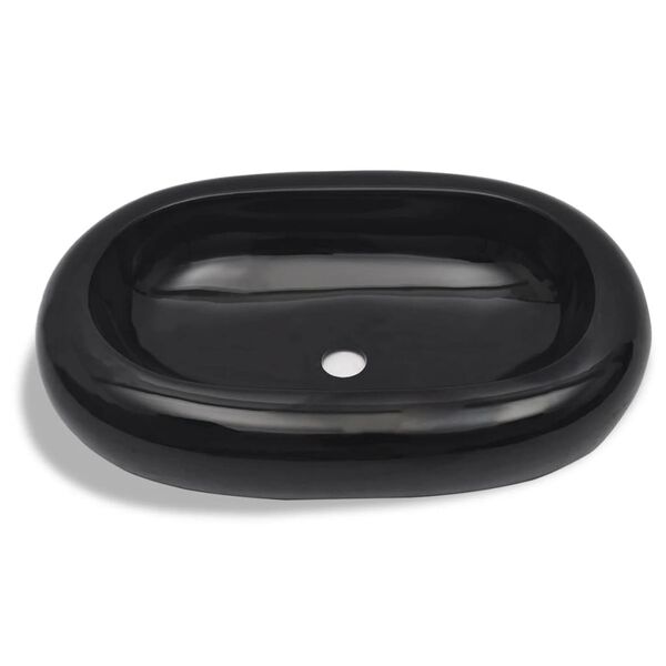 Ceramic Bathroom Sink Basin Black Oval