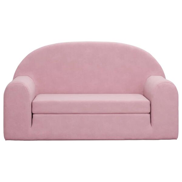 vidaXL Kids' Sofa Bed 2-Seater Pink Soft Plush