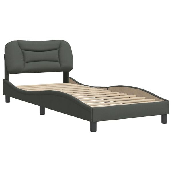 vidaXL Bed Frame without Mattress "Hvar" Dark Grey 90x190 cm Fabric