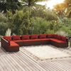 vidaXL 10 Piece Garden Lounge Set with Cushions Poly Rattan Brown