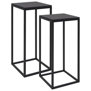 vidaXL Side Table | Set of 2 | Black | Steel, Engineered wood | Durable