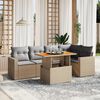 vidaXL 6 Piece Garden Sofa Set with Cushions Beige Poly Rattan