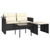vidaXL 3 Piece Garden Sofa Set with Cushions Black Poly Rattan