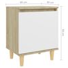 vidaXL Bed Cabinets Solid Wood Legs 2pcs Sonoma Oak&White 40x30x50cm