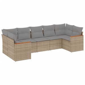 vidaXL 7 Piece Garden Sofa Set with Cushions Mix Beige Poly Rattan
