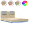 vidaXL Bed Frame with LED without Mattress Sonoma Oak 135x190 cm Double