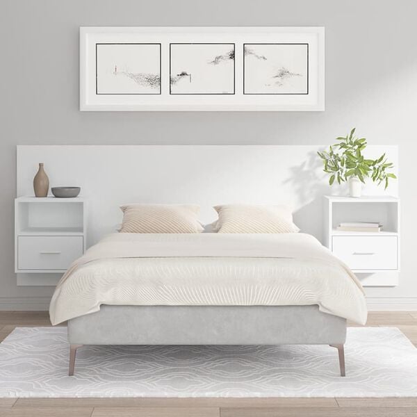 vidaXL Bed Headboard with Cabinets White Engineered Wood