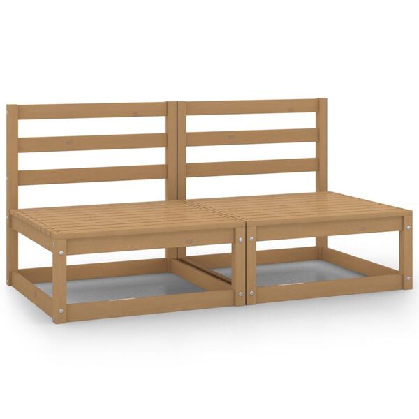 vidaXL Garden Middle Sofas 2 pcs Honey Brown Solid Wood Pine