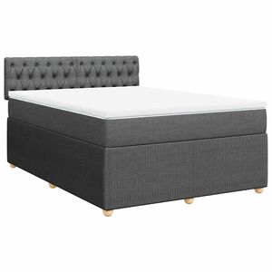 vidaXL Box Spring Bed with Mattress Dark Grey Double Fabric