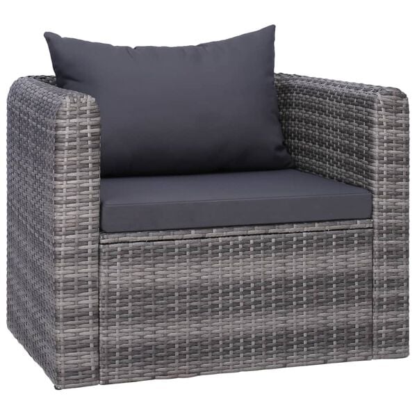vidaXL 8 Piece Garden Lounge Set with Cushions Poly Rattan Grey