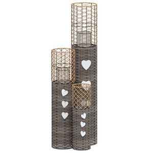 vidaXL Candle Holders 3 pcs Grey Wicker