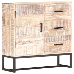 vidaXL Sideboard | White | Solid Acacia wood, Powder-Coated Steel | 73x30x75 cm