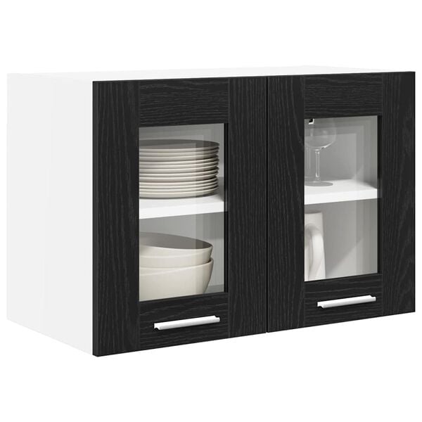 vidaXL Hanging Cabinet 2 pcs Black Oak 60 x 31 x 40 cm Engineered Wood
