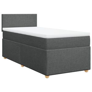 vidaXL Box Spring Bed with Mattress Dark Grey King Single Fabric