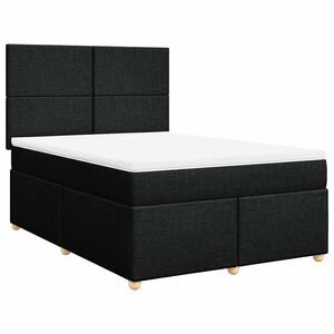 vidaXL Box Spring Bed with Mattress Black Queen Fabric