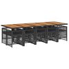 vidaXL 11 Piece Garden Dining Set with Cushions Black Poly Rattan