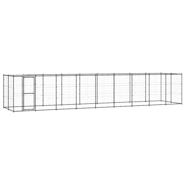 vidaXL Outdoor Dog Kennel Steel with Roof 21.78 m&sup2;