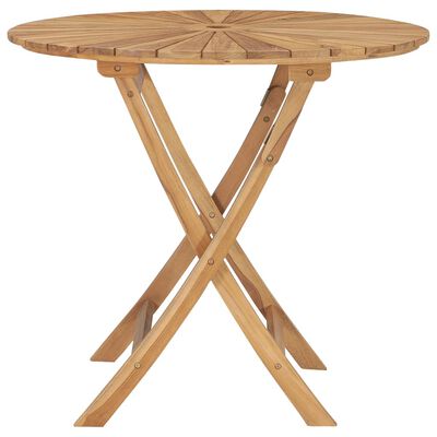 vidaXL Folding Garden Table Ø 85 cm Solid Teak Wood
