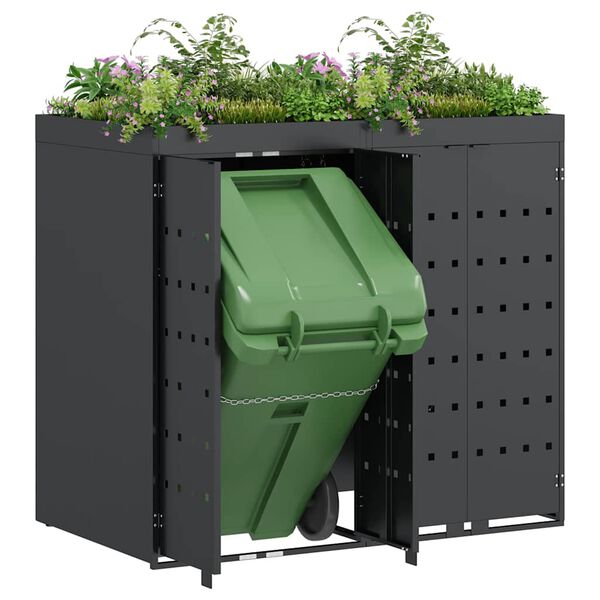 vidaXL Wheelie Bin Storage for 2 Bins Anthracite 136 x 77.5 x 121.5 cm