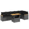 vidaXL 7 Piece Garden Sofa Set with Cushions Black Poly Rattan