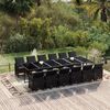 vidaXL 13 Piece Garden Dining Set with Cushions Poly Rattan Black