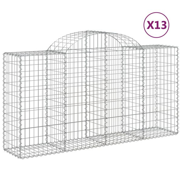 vidaXL Arched Gabion Baskets 13 pcs 200x50x100/120 cm Galvanised Iron