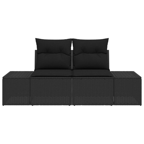 vidaXL Garden Sofa Black 123 x 62 x 69cm Poly Rattan