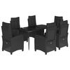 vidaXL 7 Piece Garden Dining Set with Cushions Black Poly Rattan