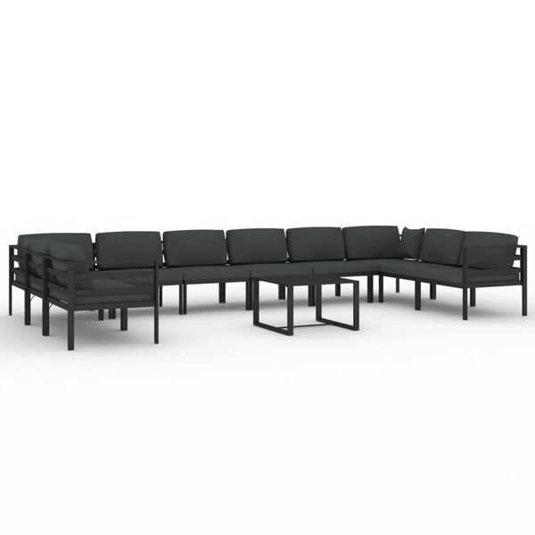 vidaXL 11 Piece Garden Lounge Set with Cushions Aluminium Anthracite