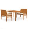 vidaXL 3 Piece Outdoor Dining Set with Cushions Solid Wood Acacia