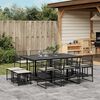 vidaXL 11 Piece Garden Dining Set with Cushions Black Poly Rattan