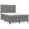 vidaXL Box Spring Bed with Mattress Dark Grey 137x190 cm Double Fabric