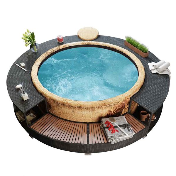 vidaXL Hot Tub Surround Black Poly Rattan