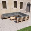 vidaXL 11 Piece Garden Lounge Set with Cushions Solid Pinewood