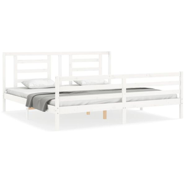 vidaXL Bed Frame without Mattress White Super King Size Solid Wood