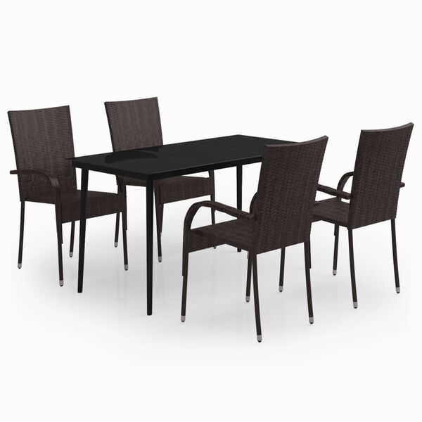 vidaXL 5 Piece Garden Dining Set Brown and Black