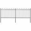 vidaXL Garden Fence with Hoop Top Steel 337x120 cm Black