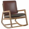 vidaXL Rocking Chair Brown Real Leather and Solid Mango Wood