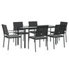 vidaXL 7 Piece Garden Dining Set with Cushions Poly Rattan and Steel