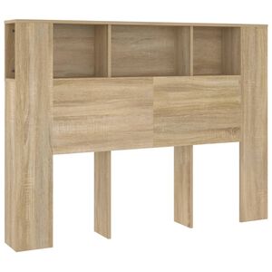 vidaXL Headboard Cabinet | Sonoma oak | Engineered wood | 140x18.5x104.5 cm