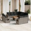 vidaXL 12 Piece Garden Sofa Set with Cushions Grey Poly Rattan