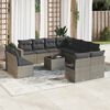 vidaXL 12 Piece Garden Sofa Set with Cushions Grey Poly Rattan