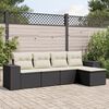 vidaXL 5 Piece Garden Sofa Set with Cushions Black Poly Rattan