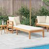 vidaXL Sun Lounger with 1 Armrest Cream White Solid Acacia Wood