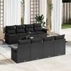 vidaXL Garden Sofa Set with Cushion 9 pcs Black Poly Rattan