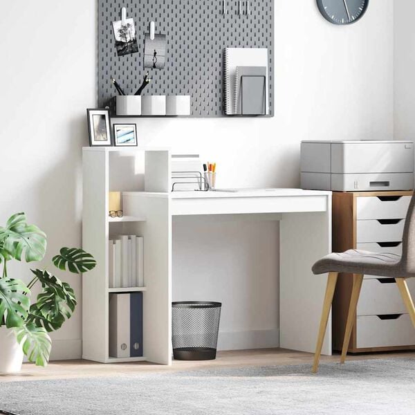 vidaXL Desk with Shelf White 100 x 40 x 90 cm Engineered Wood