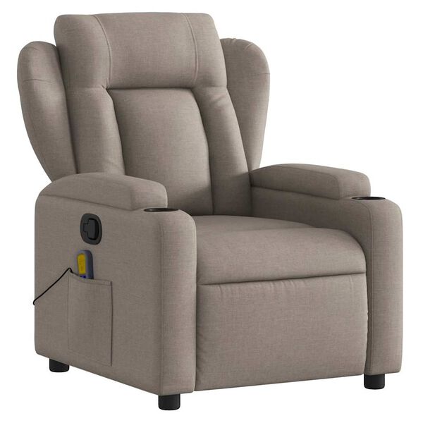 vidaXL Massage Recliner Chair Taupe Fabric