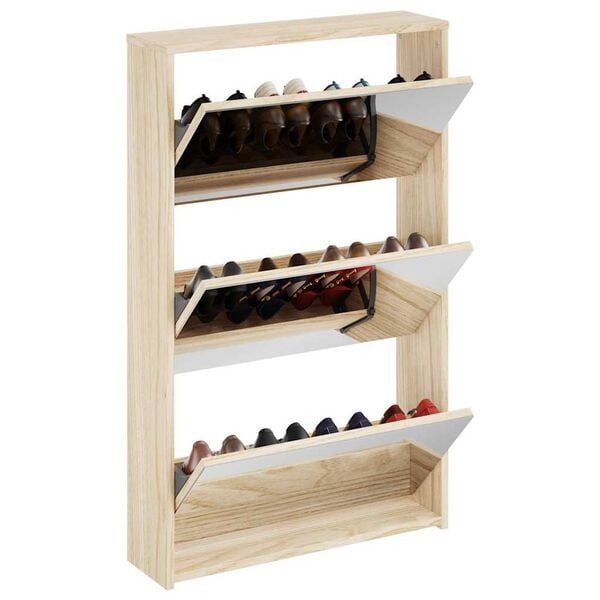 vidaXL Shoe Cabinet 3-Layer Mirror Oak 63x17x102.5 cm
