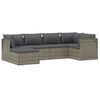 vidaXL 6 Piece Garden Lounge Set with Cushions Grey Poly Rattan