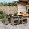 vidaXL 11 Piece Garden Dining Set with Cushions Grey Poly Rattan